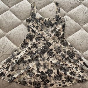 Black and white rose pattern mini dress